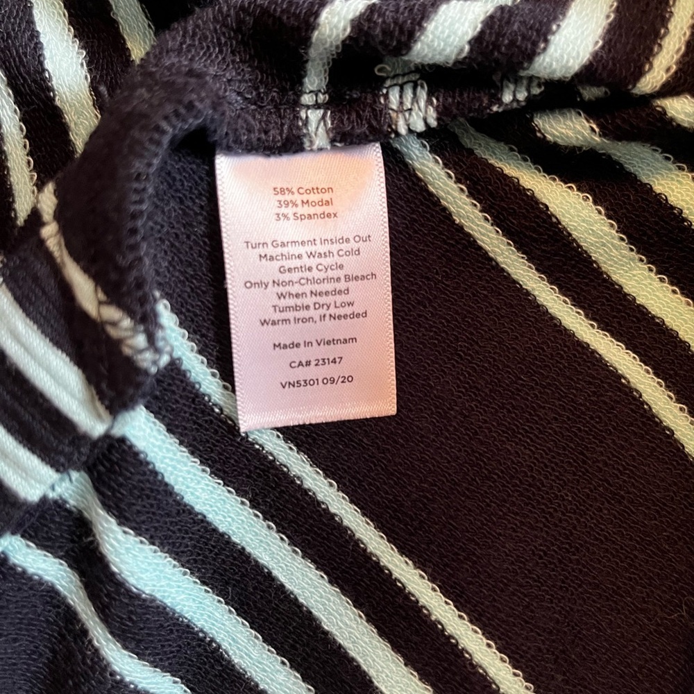 NWT T by Talbots Navy Striped Dress UPF 50 Cotton Blend Midi Size Small - Picture 7 of 8